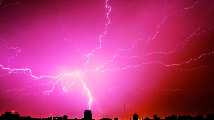 lightning during night time