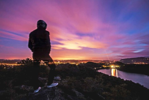 alone boy city lights